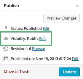 Visibility in Publish Screen Option on WordPress