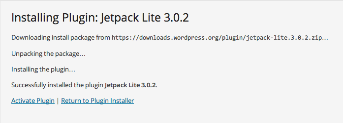 Installing Plugin Jetpack Lite