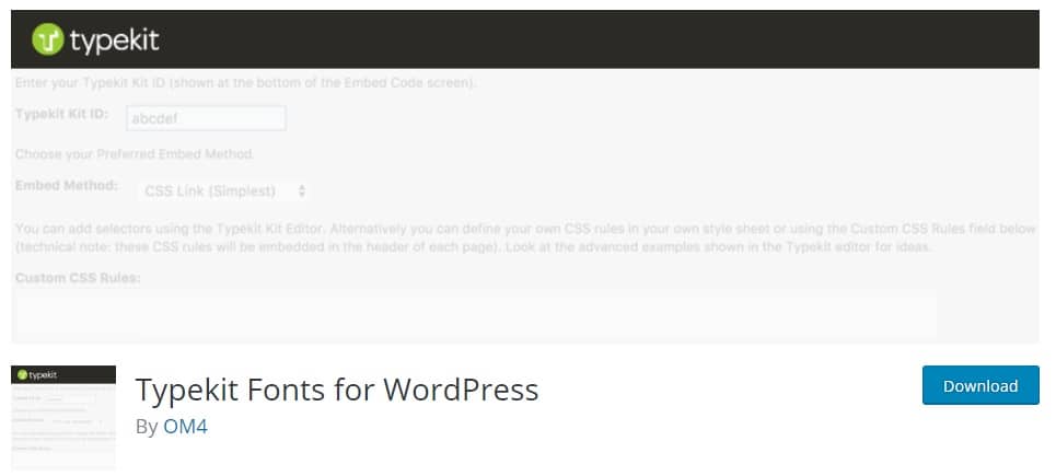 Typekit Fonts for WordPress