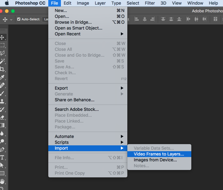 File » Import » Video Frames to Layers