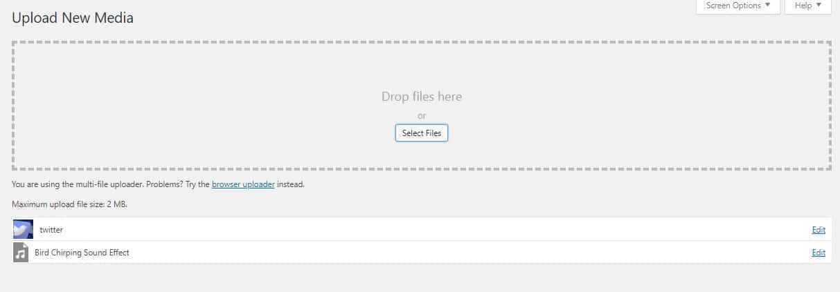 upload your media files