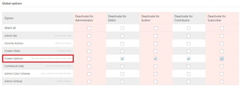 How to Disable Screen Options Button in WordPress