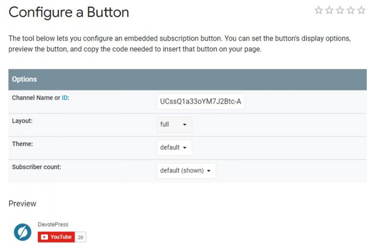 How to Add a YouTube Subscribe Button in WordPress | DevotePress