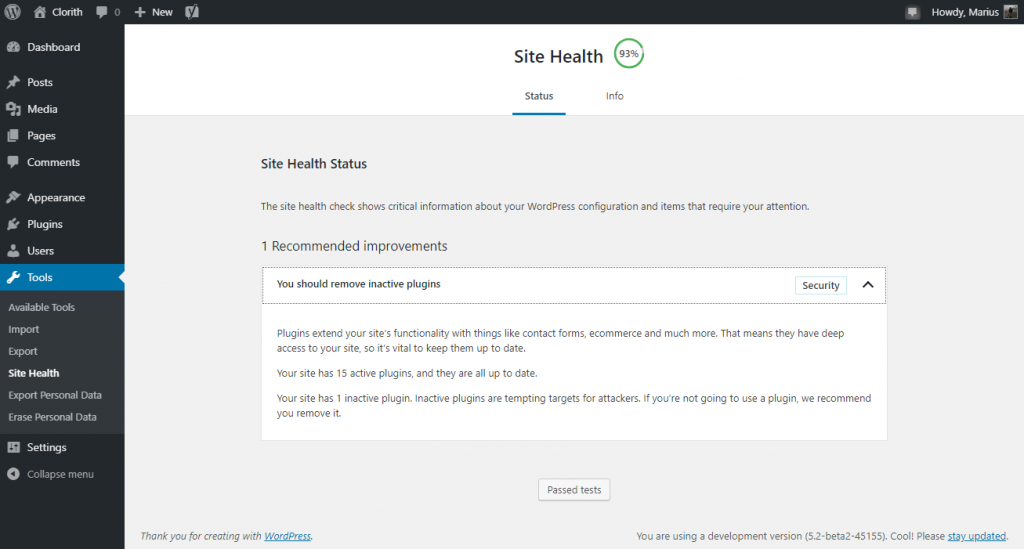 Site Health Status