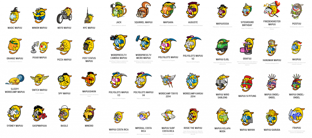 Different Wapuu designs