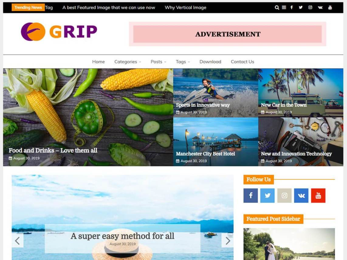 Grip - 10 Best Free WordPress themes of January 2020