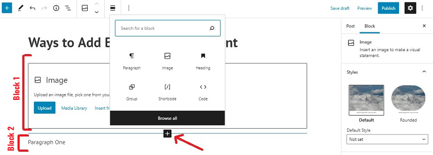 Ways to Add Blocks to your Content