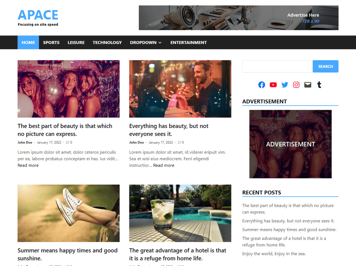 Apace -10 best free WordPress Themes of January 2022