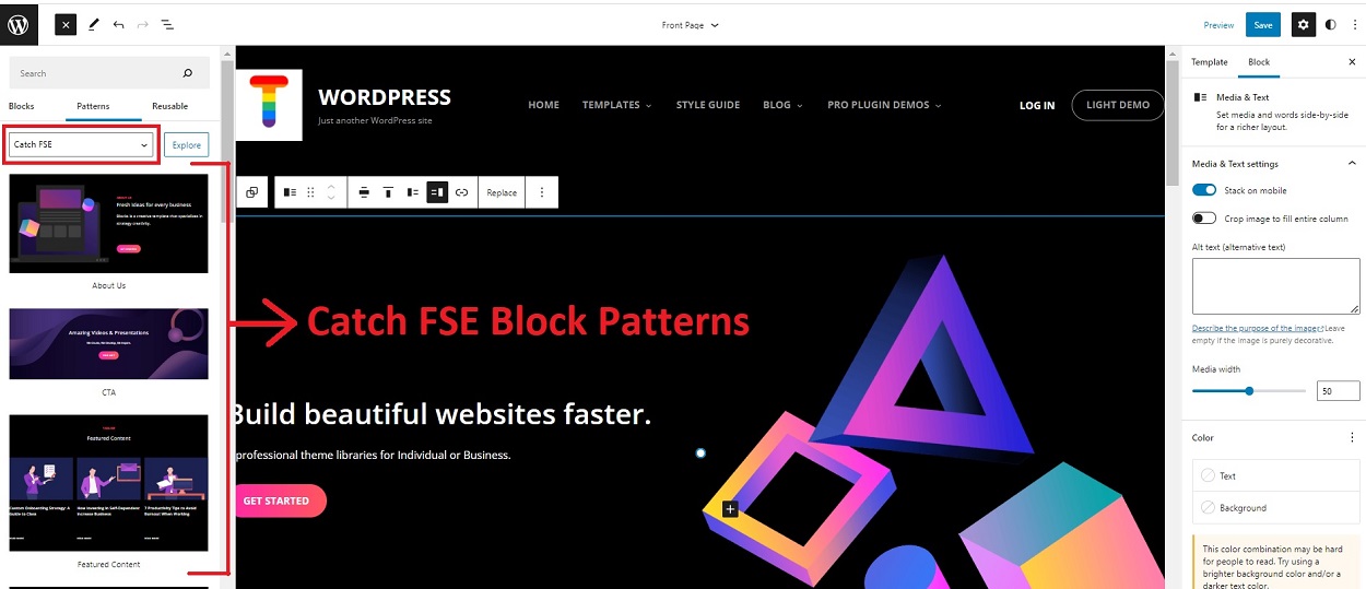 Available Block Patterns in Catch FSE 