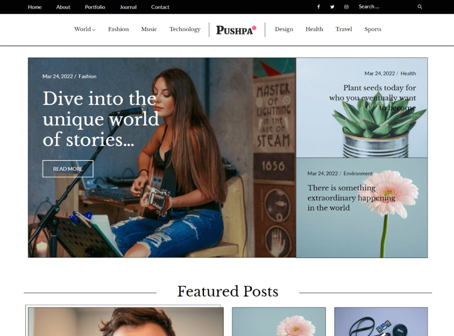 Pushpa - 10 Best Free WordPress Themes of May 2022 